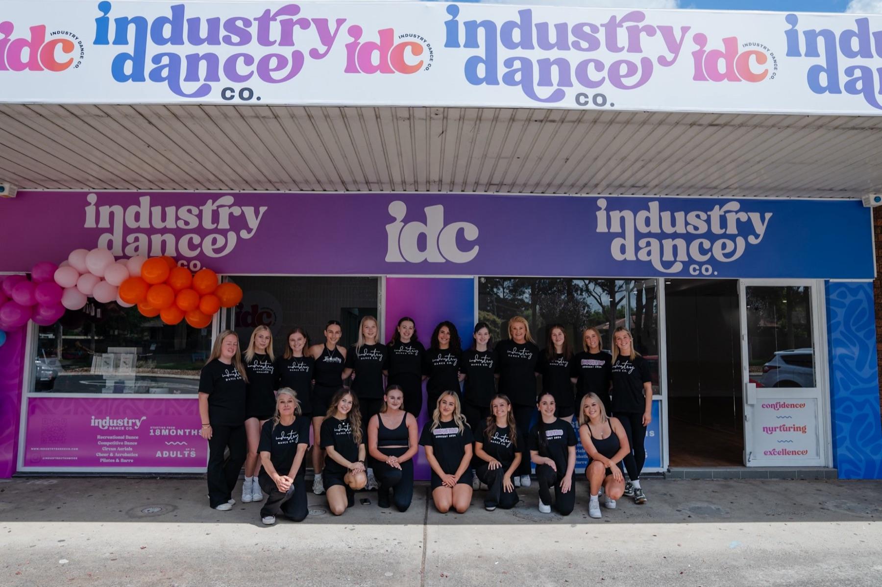 The whole Industry Dance Co. team outside the Tahmoor studio