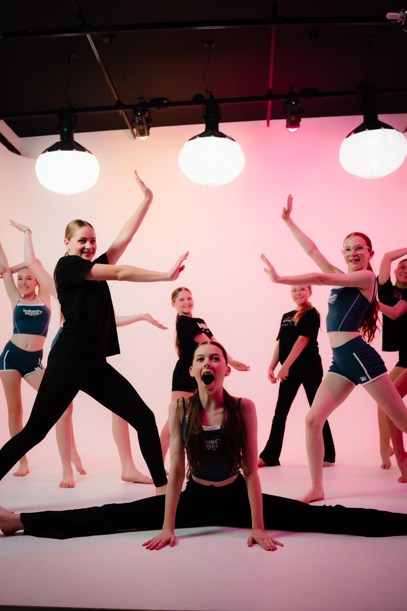 A group of dancers posing together in the Tahmoor studio